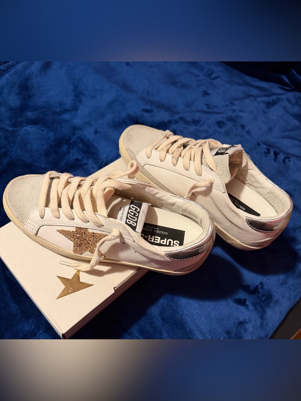 Golden Goose Women's Cream Sneakers with Gold Glitter Star